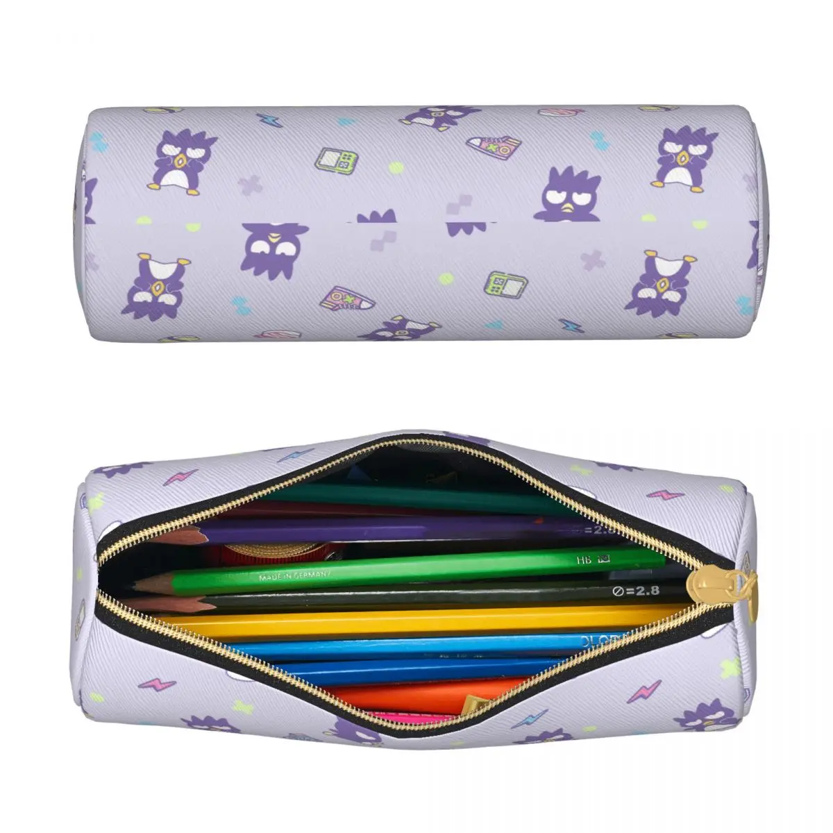 Sanrio Badtz Maru Couro Lápis Cases, Criativo Pen Holder Bags para crianças, Capacidade Estudantes Escola Cosmetic Pouch