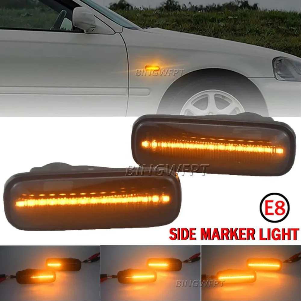2x LED Dynamic Side Marker Lights Arrow Turn Signal Blinker Lamps For Honda Civic 1995 - 2000 Yellow Running Light Position Lamp