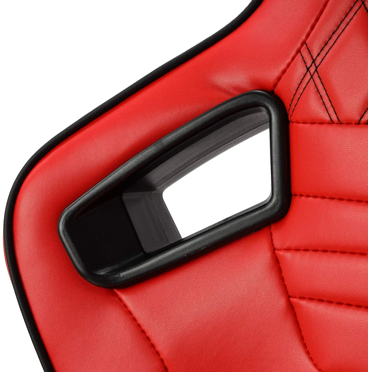 Universal Red PVC Leather Red Stitch With Double Slider Bucket Sim Racing Bucket Seat view 6