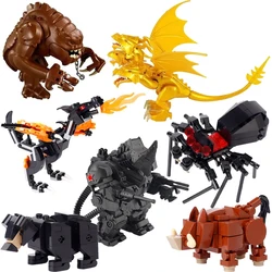 MOC-figuras de película de Héroes, dragón Araña, bloques de construcción, dragón de fuego, animales mágicos, monstruo, Mini modelo, juguetes, regalos para niños