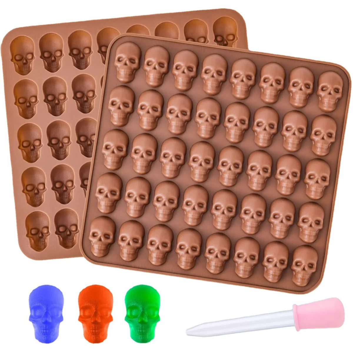 40 Cavity Skull Chocolate Silicone Mold Biscuit Cake Candy Baking Mould Ice Tray DIY Soap Candle Decoration Halloween Party Gift