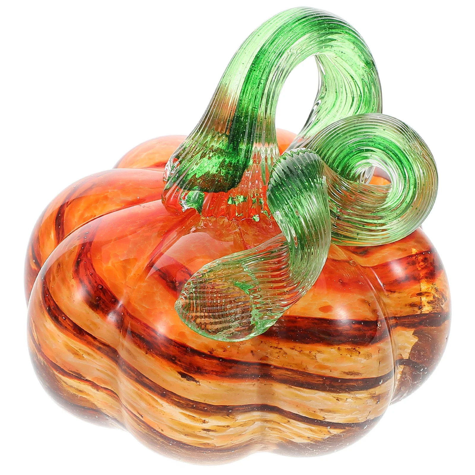 

Thanksgiving Glass Pumpkin 80mm Orange Amber Blown Sculpture Fall Harvest Table Decor Halloween Pumpkin Decoration