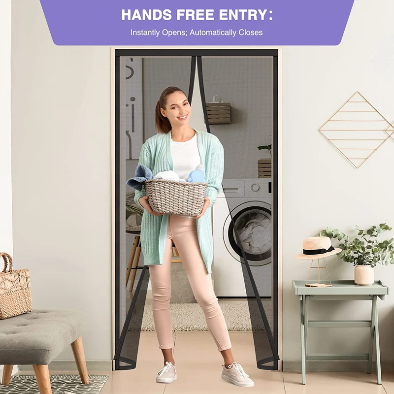 EROCACA Magnetic Door Screen Mosquito Net Curtain Fly Insect Automatic Closing Invisible Mesh For Kitchen indoor living room