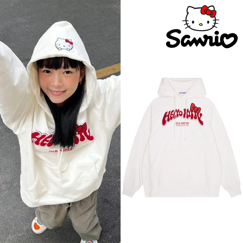 Sanrio Hallo Kitty Kapuzen pullover Frauen y2k Herbst Winter Stickerei Langarm pullover Sweatshirt Top Jacken Mantel Kleidung