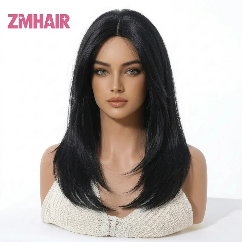 

Парик на шелковой основе для женщин, 100% натуральные волосы, прямые, многослойные, шоколадно-коричневые, 4 цвета, комфортный, легкий, готовый к носке