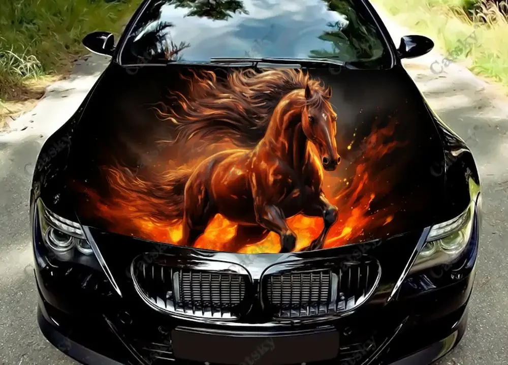 

Fire Horse Runs Gallop Car Hood Decal Truck Decals Vinyl Sticker Graphic Wrap Stickers Trucks Cars Bonnet Vinyls