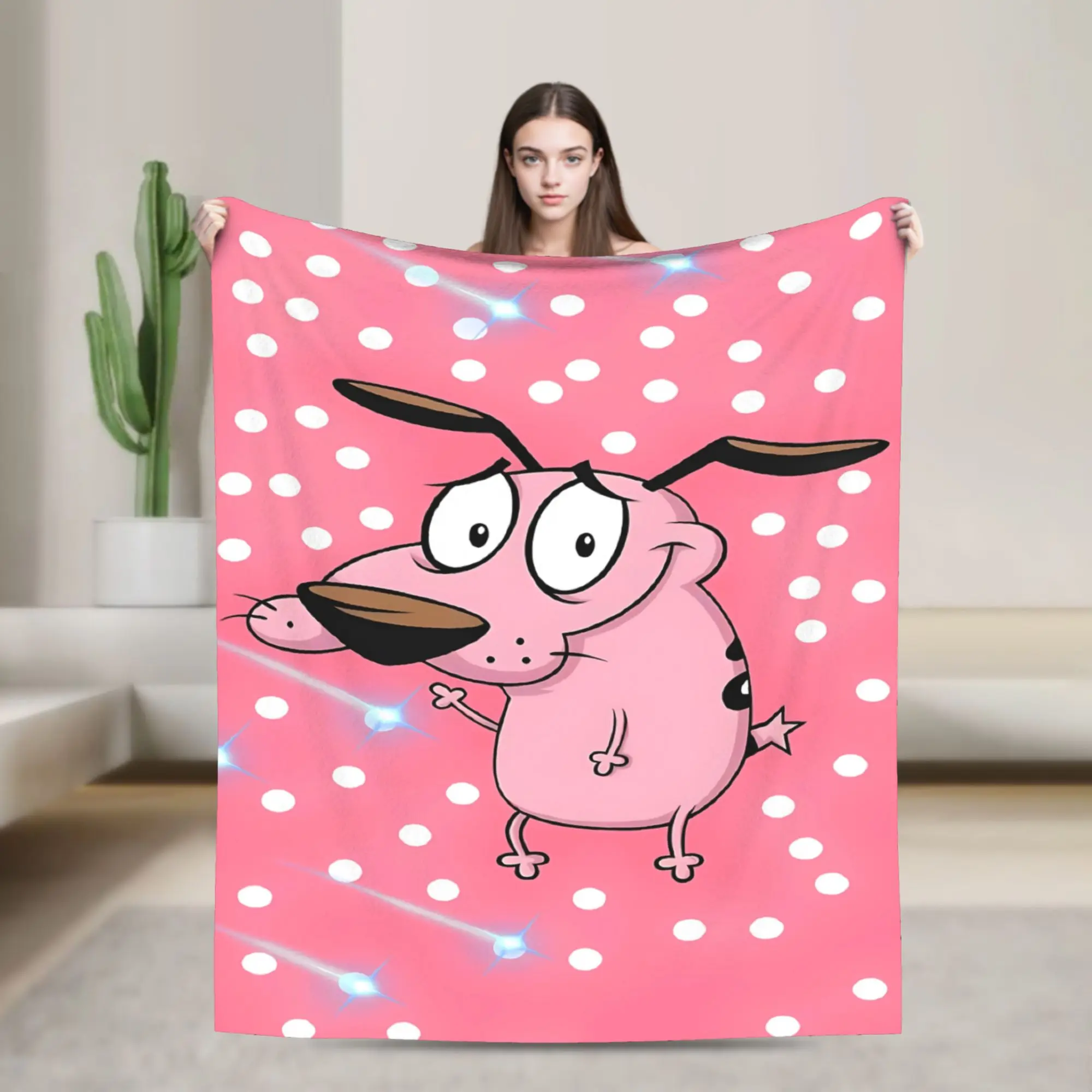 Cartoon Courage Cowardly Dog Blankets Quality Warm  Throw Blanket Winter Boy Girl Bedroom Novelty Bedspread