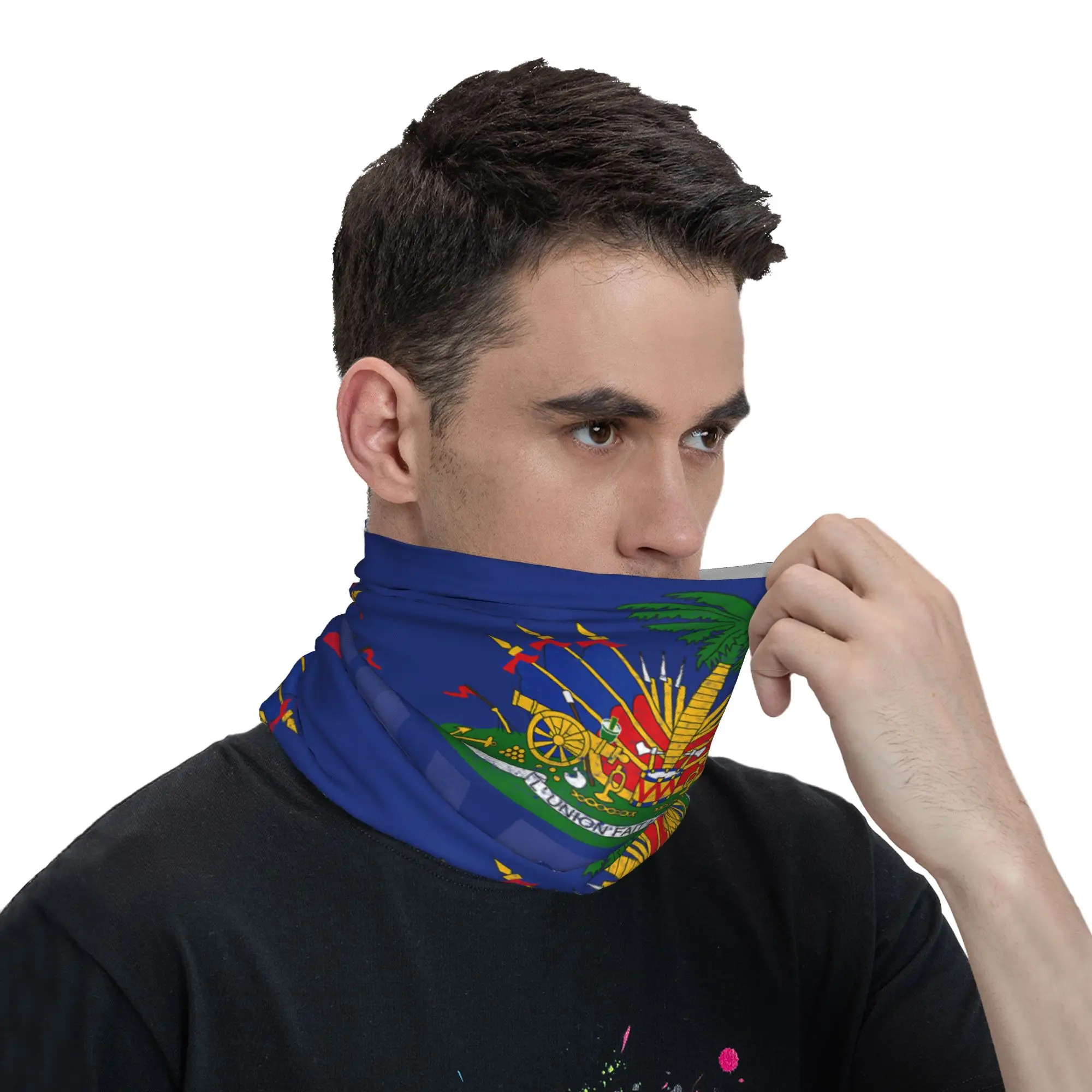 Haiti Independence Haitian Flag Day Haiti Flag Bandana  Fashion Cycling Mask Windproof Balaclava Soft Warm Face Cover Mask view 6