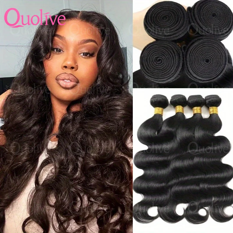 30インチボディウェーブ人毛ブラジリアンヘアウィーブバンドル100%ナチュラルブラック人毛エクステ1/3/4ピースバンドルウィッグ