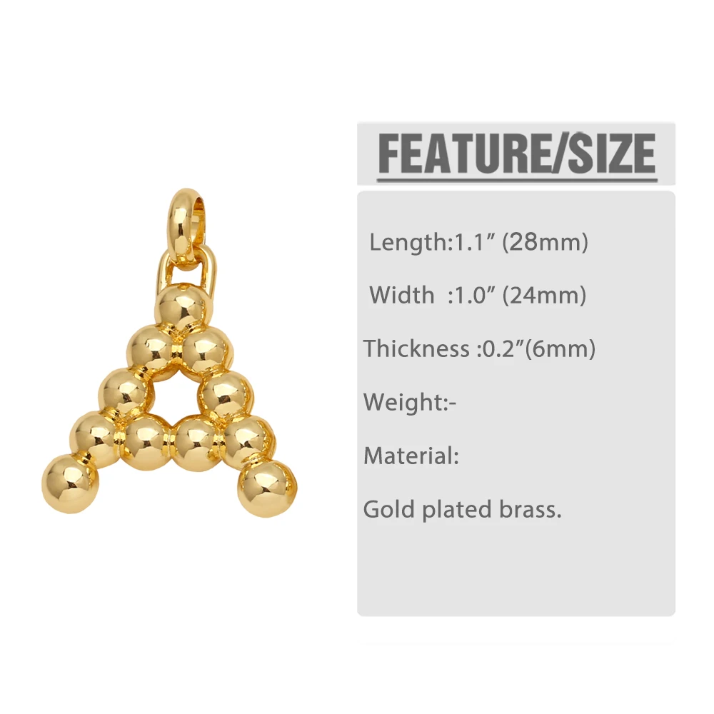 Clearance Polish Beads Bubble Letter Pendant for Necklaces Copper Ballon Initial Necklace Jewelry Making Supplies pdtb598