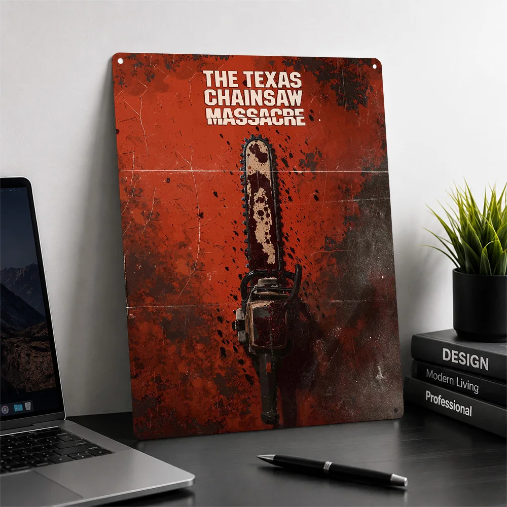 The Texas Chainsaw Massacre (1974) Movie 3D Texture Metal Poster Customized Wall Art Tin Sign Gift for Mancave Room Accessories