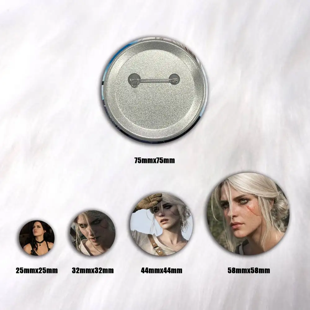 A-The Witcher 3 Cartoon Round Brooches On Backpack Jacket Acrylic Button Pins Collection Gifts