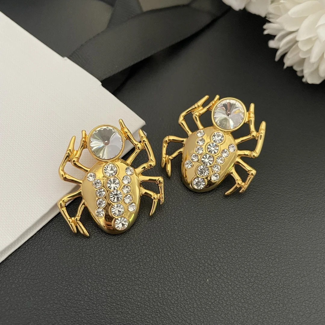 

European and American Fashion Vintage Crystal Inlaid Spider Ear Clips Women's Earrings Jewelry Accessories