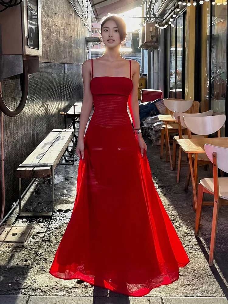 Sukienka Nibber Hollow Maxi Damska Bez Rękawów Z Marszczeniami, Łączona Siateczką, Z Dekoltem, Dopasowana, Elegancka, Idealna na Wakacje, Plażę, Imprezę, Modna Sukienka Vestidos