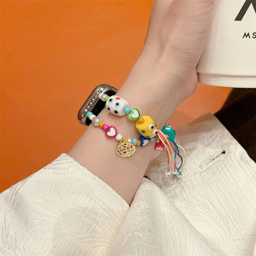 

Красочный браслет Monster Dopamine, совместимый с ремешком iWatch 38 мм, 40 мм, 41 мм, 42 мм, 44 мм, 45 мм, 49 мм, модный ремешок ручной работы