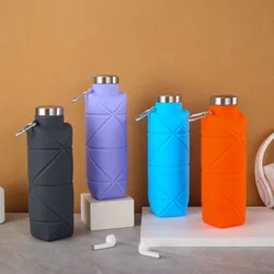 700ml Collapsible Reusable Silicone Water Bottle, Portable Leak-proof Mug for Outdoor Camping, Hiking, Gym Yoga, Fitness Sports