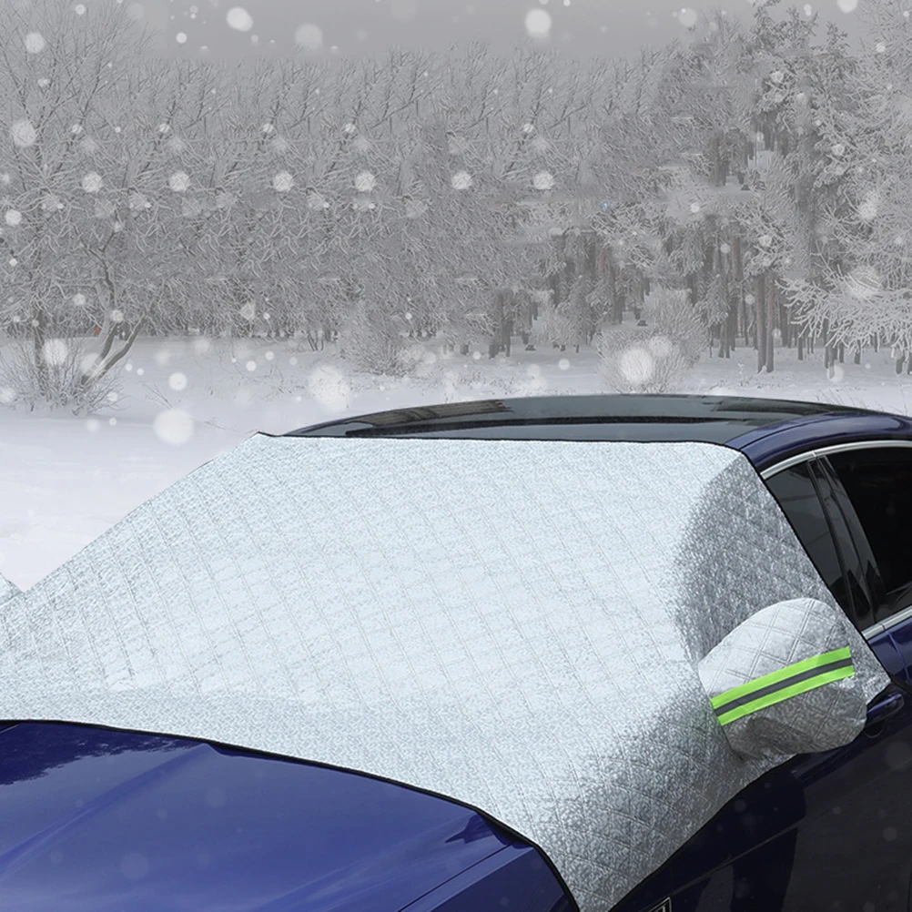 

Car Double Aluminium Film Windshield Cover Anti-icing Anti-scratch Outdoor Protection Cover Half Car Cover Cloth for Outdoor Fou