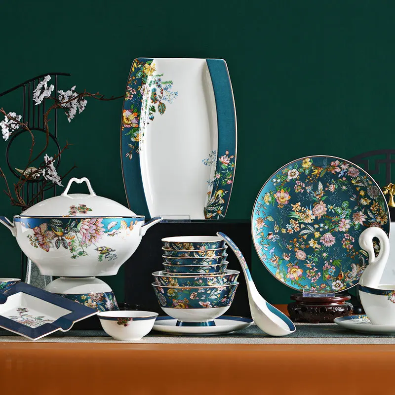 

Домашняя посуда и палочки для еды из костяного фарфора в китайском стиле Цзиндэчжэнь, высококачественная ценность