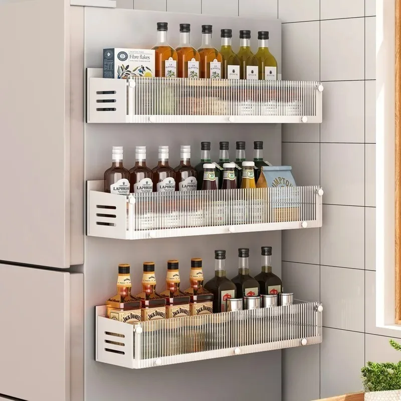 

Magnetic Storage Rack, No-Glue No-Drill Refrigerator Organizer, Sturdy Durable Shelf for Kitchen, Office, or Bathroom Use