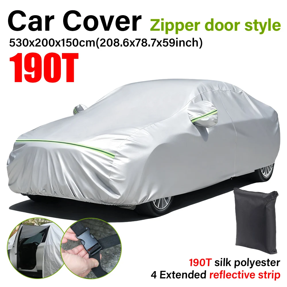 

Universal Car Cover Sedan Full Covers with Reflective Strip Sunscreen Protection Dustproof&Waterproof UV Scratch-Resistant