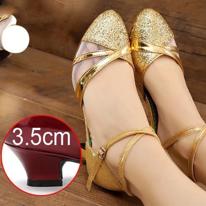 New Style Latin Dance Shoes for Women Flash Chip African Print Salsa Dance Shoes Women\'s Ballroom Dance Sandal Hight Heel 5cm3cm