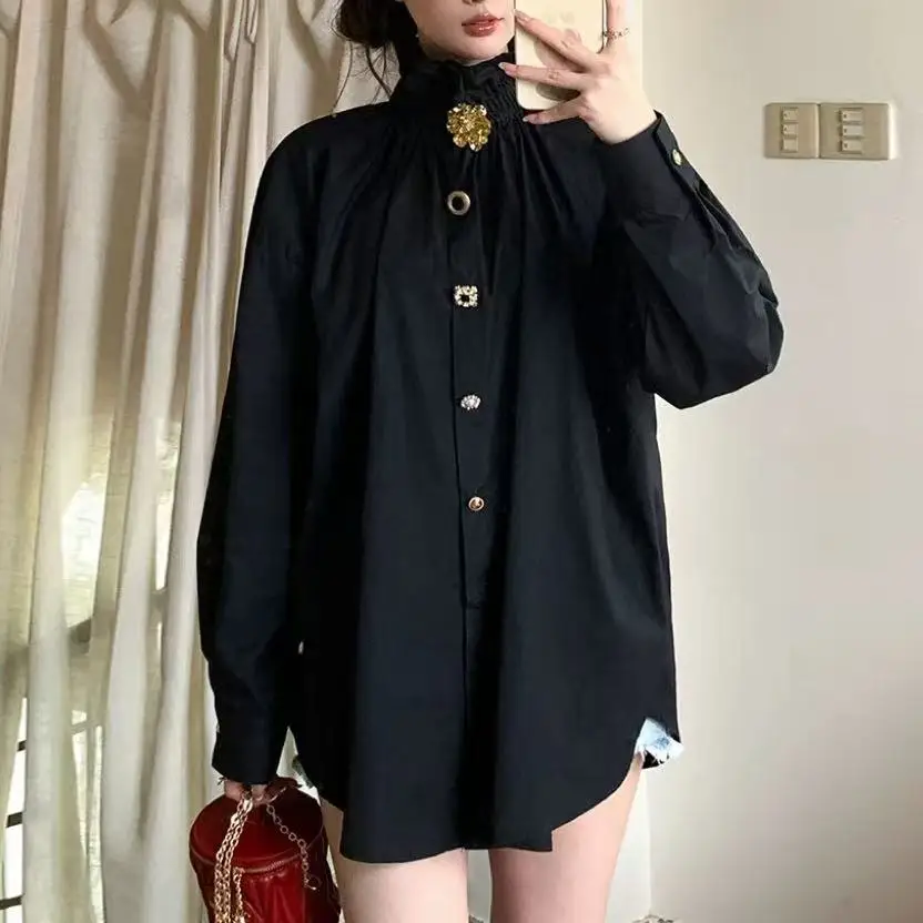 2026 Primavera Autunno Camicette di cotone Camicie per la tendenza delle donne Dolce camicia carina Top Blusas Office Lady Camicetta Top Abbigliamento donna