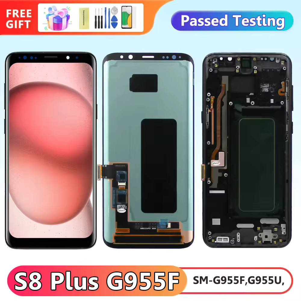 Super AMOLED Quality For Samsung Galaxy S8 Plus G955 G955F LCD Display,Touch Screen Digitizer With Frame Assembly Display.