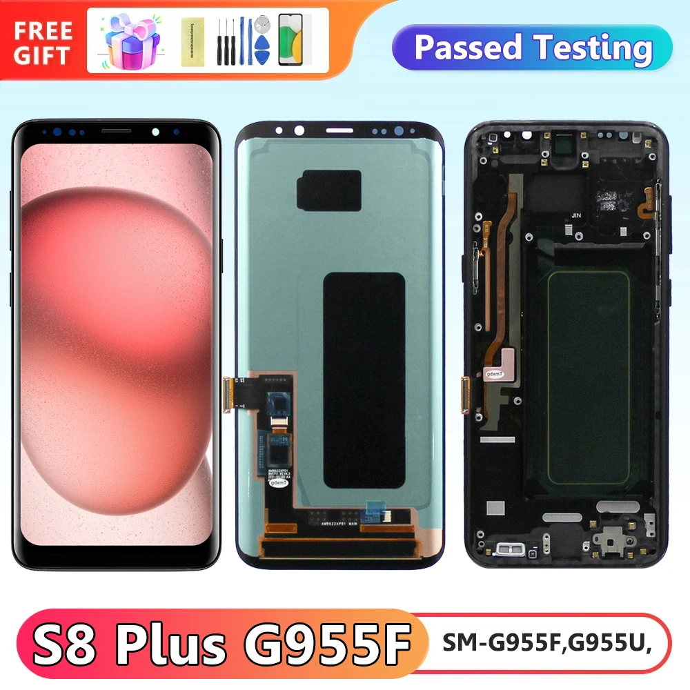 Super AMOLED Quality For Samsung Galaxy S8 Plus G955 G955F LCD Display,Touch Screen Digitizer With Frame Assembly Display.