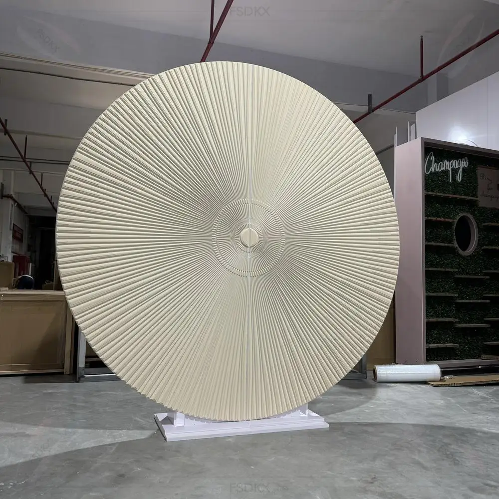 FSDKX الحديثة الكلاسيكية الذهبي PVC مجلس مخصص دائرة مستديرة الزفاف الخلفيات الوقوف تصميم جدار أنيق بسيط