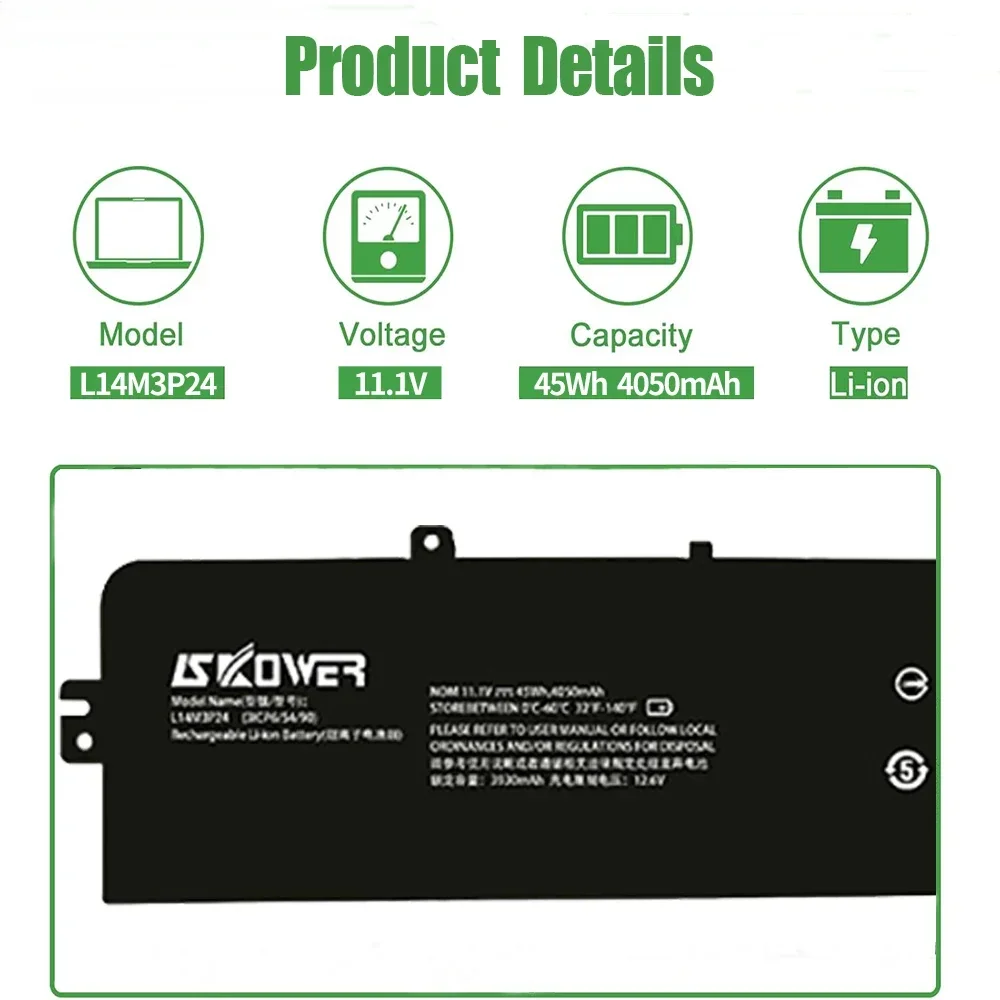 45Wh L14M3P24 Laptop Battery for Lenovo Ideapad Xiaoxin 700-17ISK Y700-14ISK Y720-15ISK Legion Y520-15IKBA R720-15IKBN L16S3P24