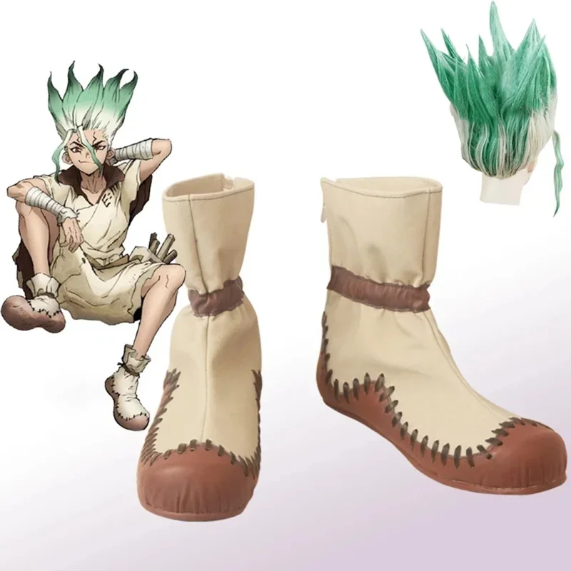 Anime Dr. Stone Senku Ishigami Cospaly Shoes Boots Adult Men Senku Boots Outfit Wig Halloween Carnival Party Role Play Free B191