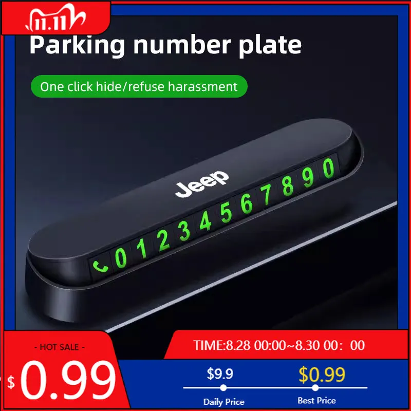 

Cup Holders Hidden Noctilucent Car Stop Card Temporary Parking Tel Number Plate For Jeep Grand Cherokee Wrangler JK Gladiator Co