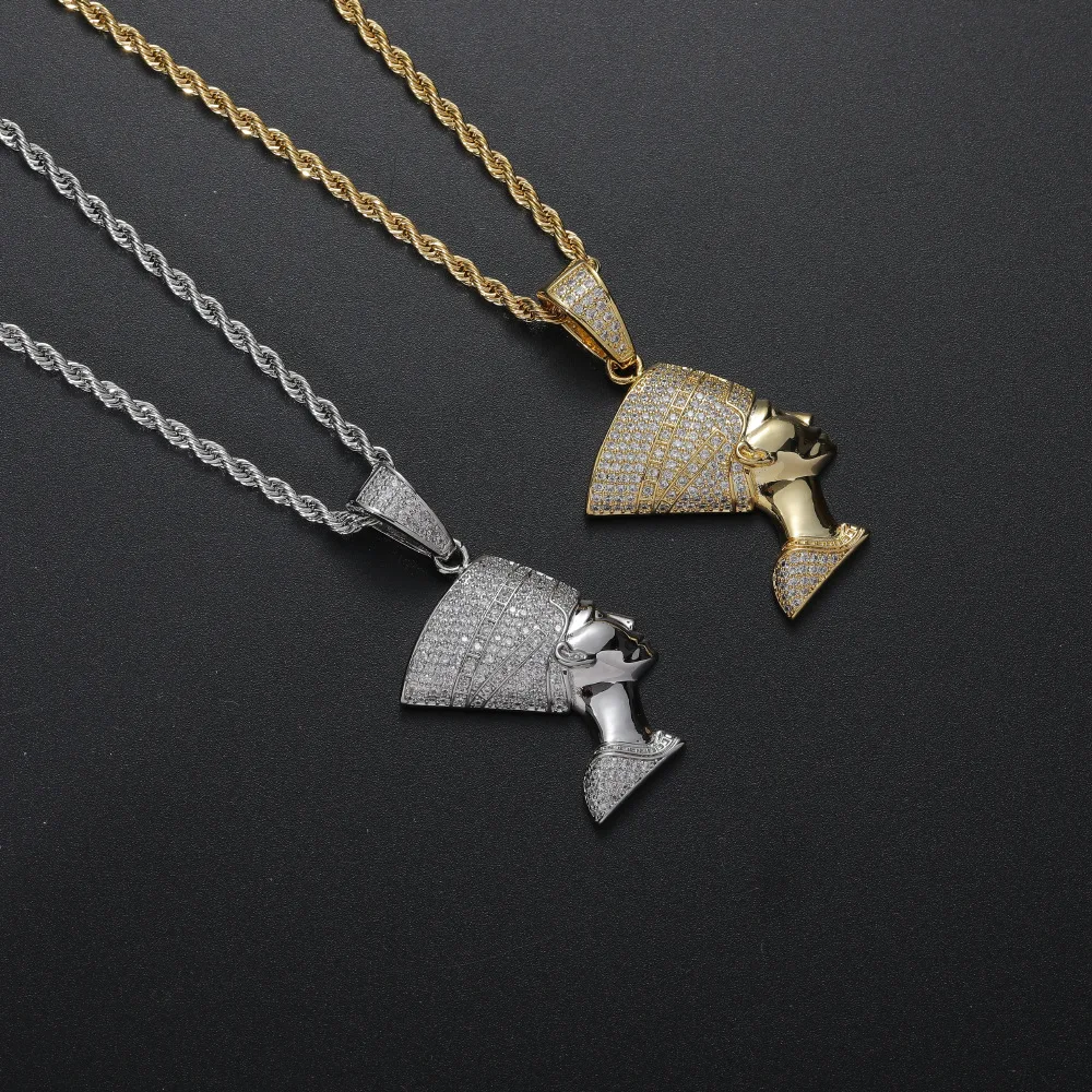 

Уникальное мужское ожерелье в стиле хип-хоп, латунь, циркон, фигурка древнего египетского фараона, кулон, аксессуар