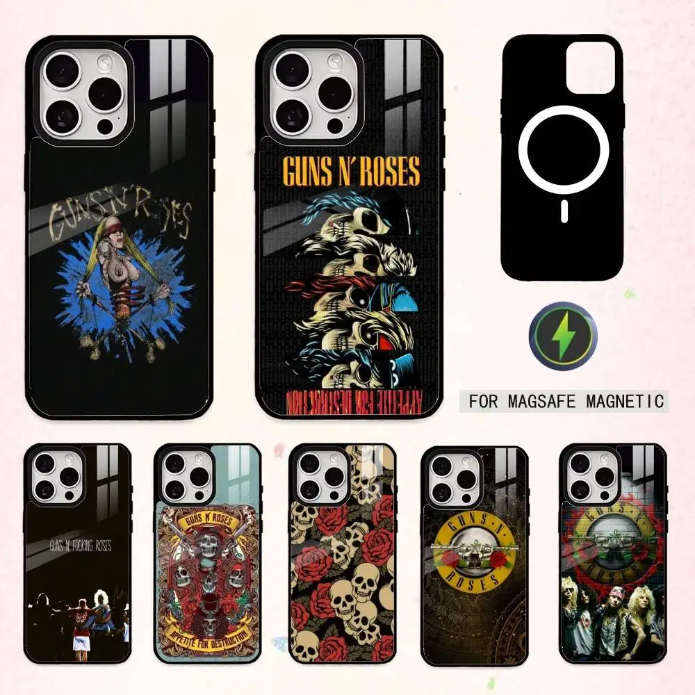

G-Guns N Roses Band Phone Case For iPhone17,16,15,14,13,12,11 Plus,Pro Max Magnetic For Magsafe Wireless Charging