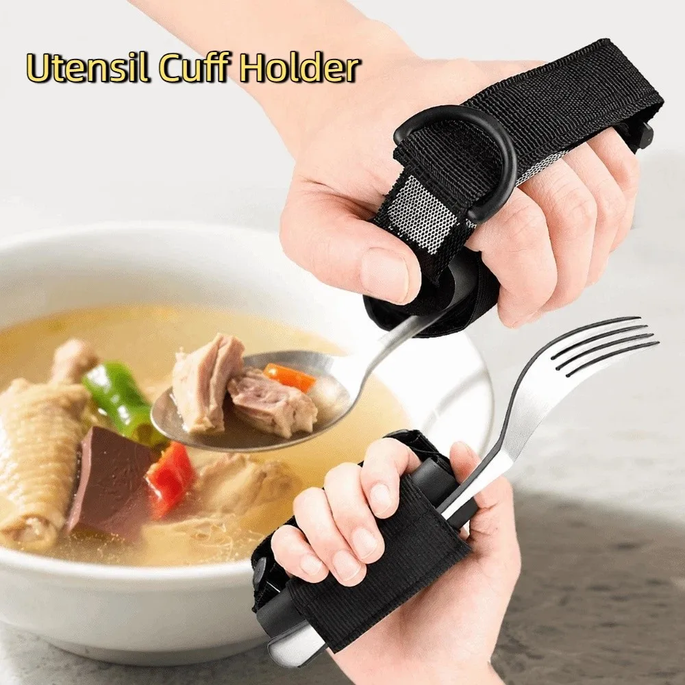 Elastic Aid Utensil Cuff Anti Shake Hand Grip Support Eating Assistance Cuff Weak Grip Assistance Adjustable Utensil Fixing Band