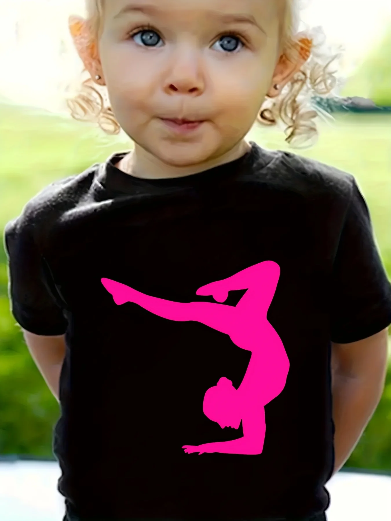 Kids Pink Handstand Gymnast Silhouette Graphic Tee Boys Girls Family Matching Short Sleeve Sport Girl Casual Daily T Shirt