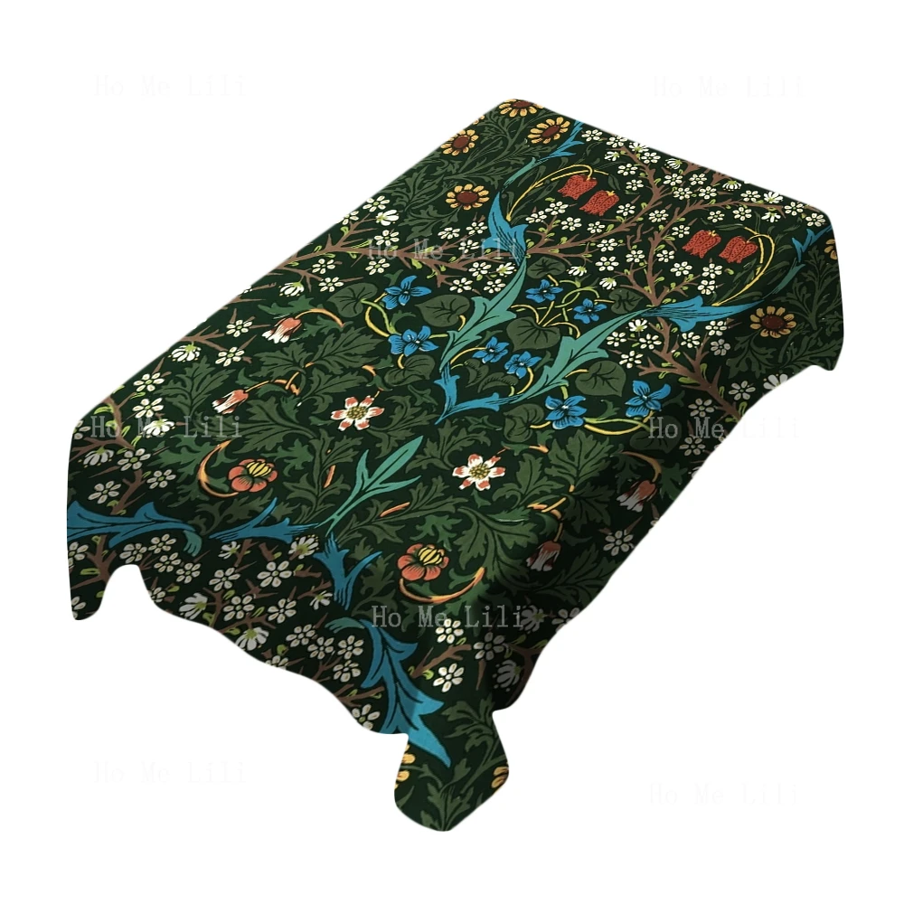 William Morris Grapevine Print Tulip Art Nouveau Style Rectangle Tablecloth For Tabletop Decor
