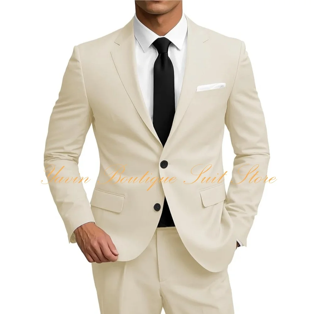 

Men's 2 Piece Suit Two Button Notched Lapel Solid Suit Slim Fit Jacket Pants Set Business Wedding Prom Men Suits