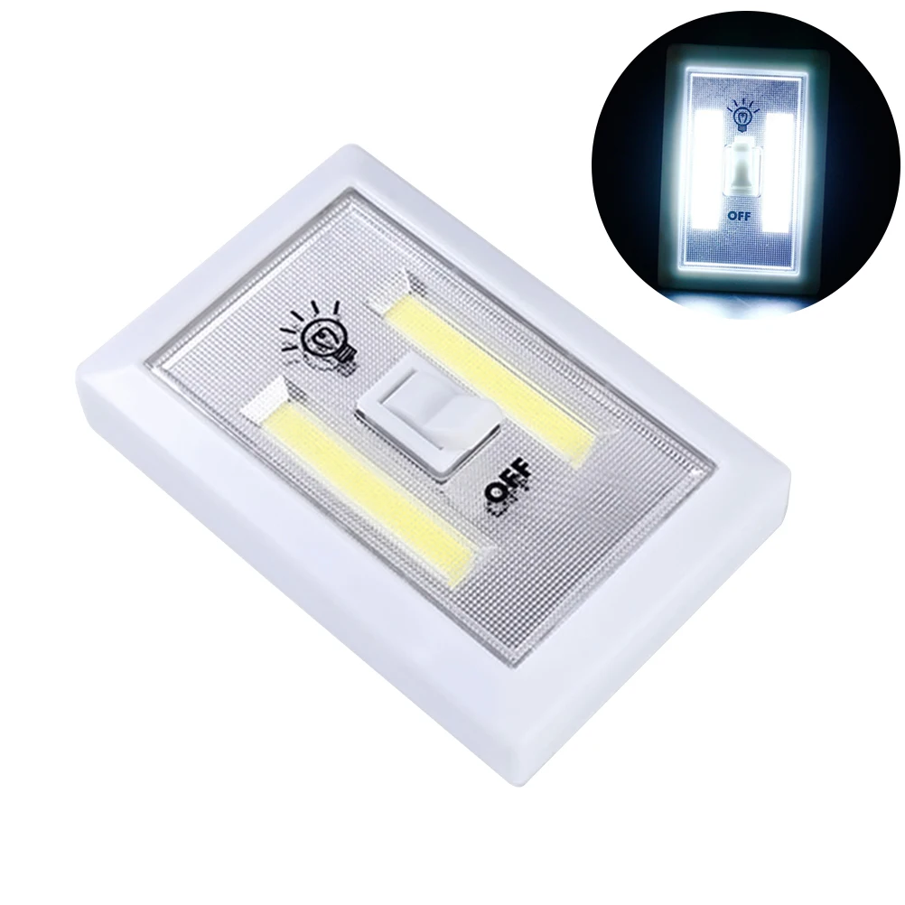 

Cob LED Light Switch 11x75x3cm White ABS Operated Cordless Night Light for Bedroom Wall Lamps Easy Install Bright No
