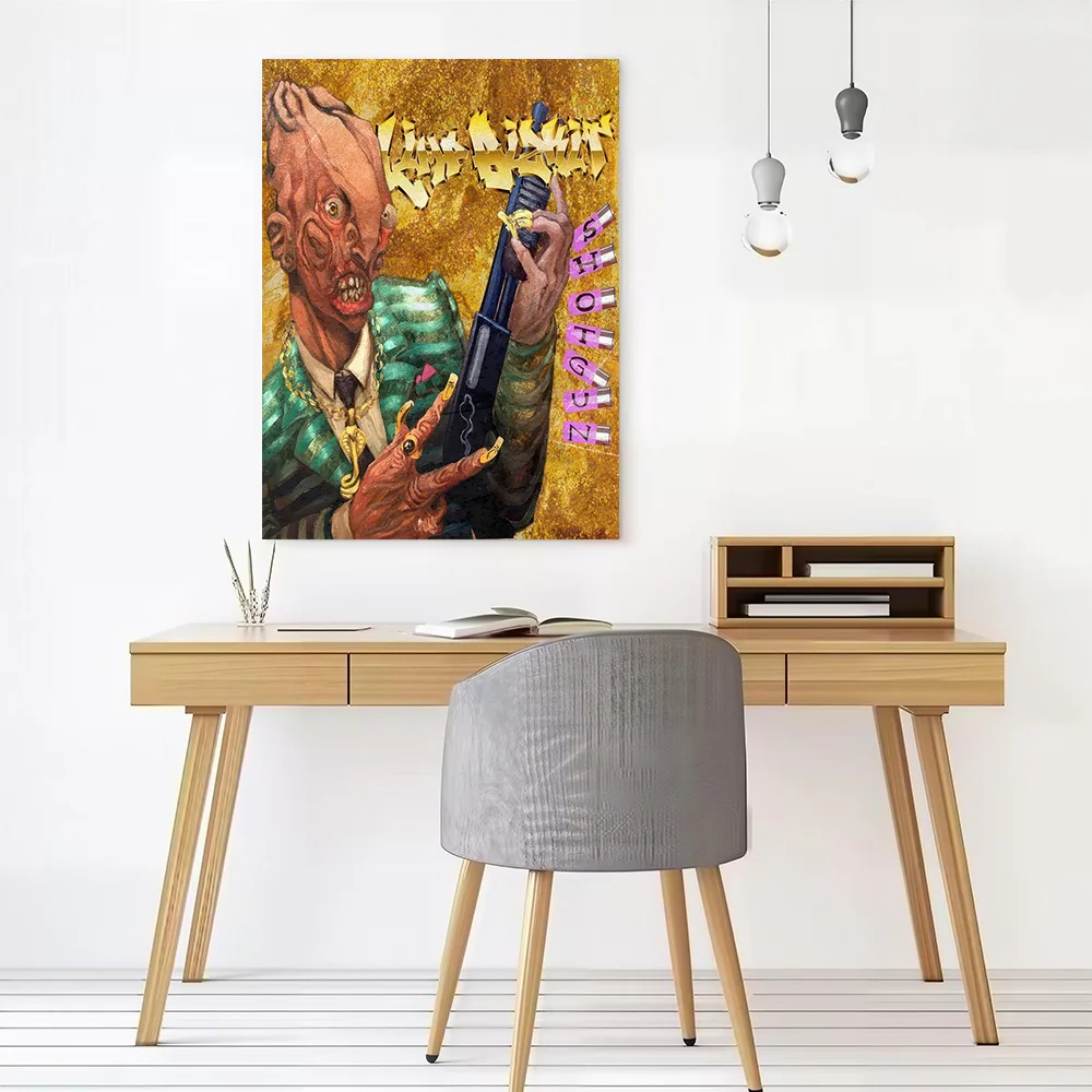 Grotesque Character With Shotgun Limpbizkit Canvas Poster Customizable Printed Canvas Painting Wall Art for Fans Room Ornaments