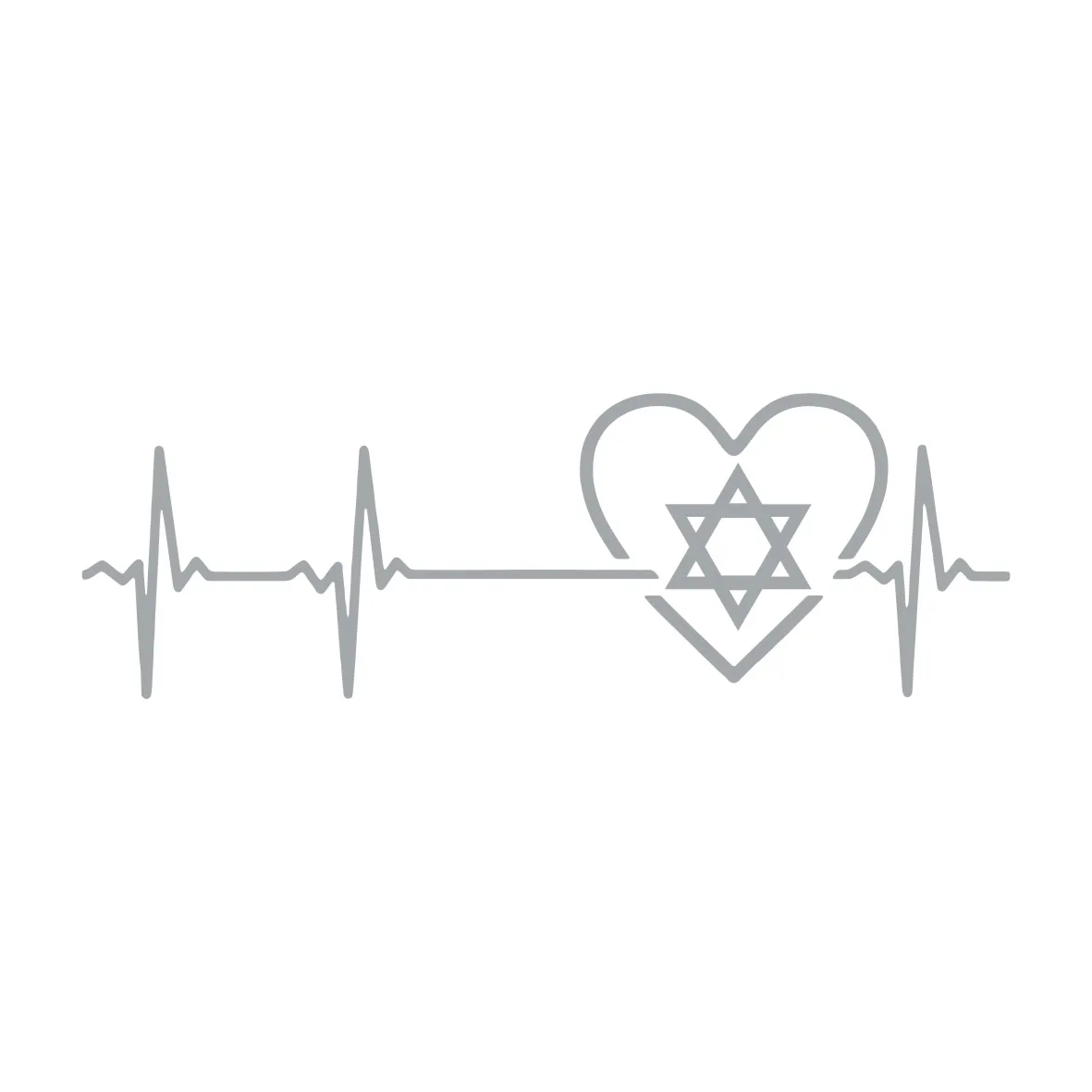 20 cm Heartbeat Line & David Star autosticker - waterdichte vinylsticker voor doe-het-zelf auto-styling en accessoires