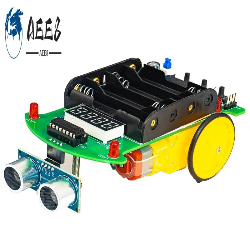 

AEE8-DIY Ultrasonic Ranging And Obstacle Avoidance Car Welding Kit Microcontroller Smart Car Programming Practice