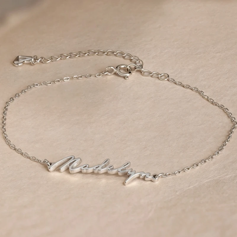 Personalized Cursive Name Bracelet,Custom Handwritten Name Bracelet,304 Stainless Steel Chain Customized Women Jewelry - view 5