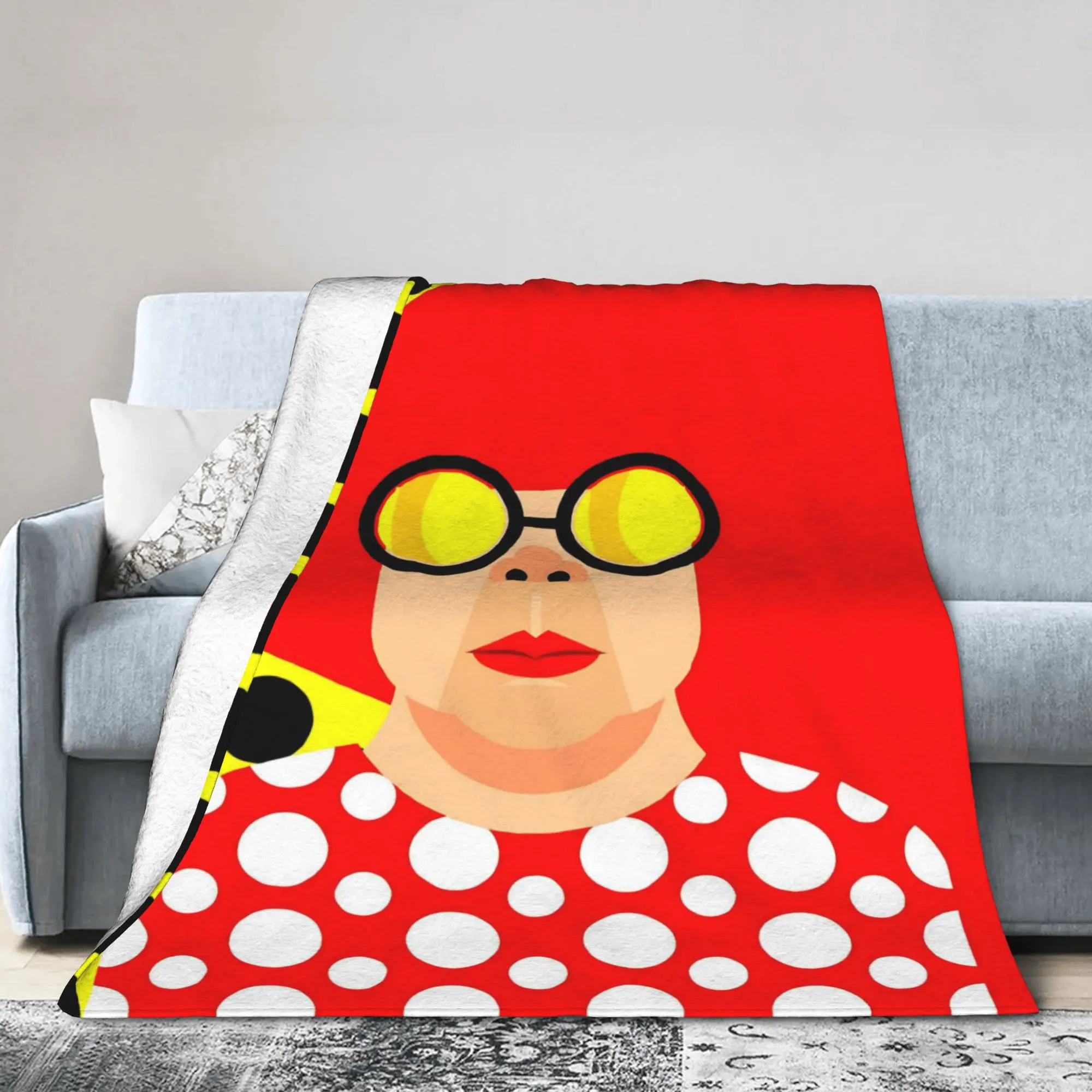 Yayois Kusamas Pop Art Polka Dot Velvet Throw Blankets  Blankets for Home Travel Super Soft Plush Thin Quilt,