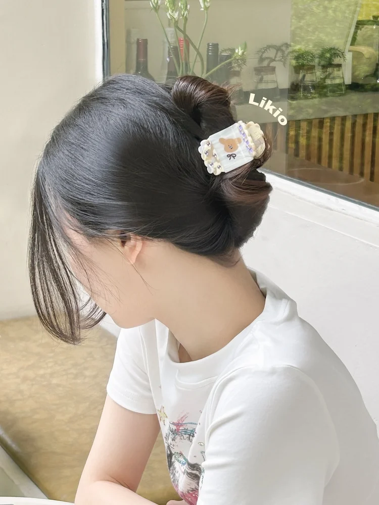 likio-オリジナルデザインペット春のお出かけ弁当箱厚いビスケットヘアクリップサメクランプ掴み取りクリップヘアアクセサリー