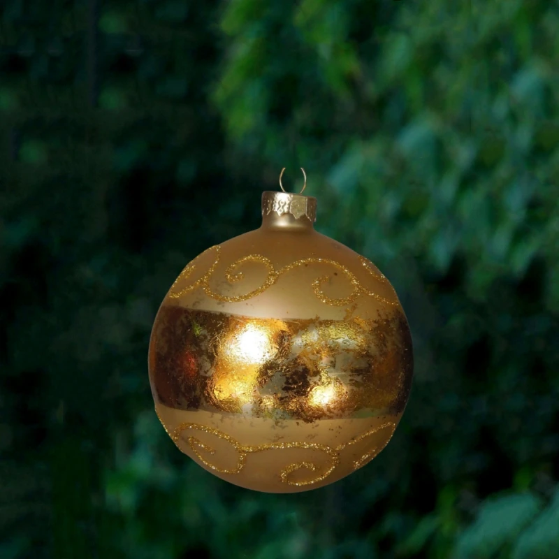 16pcs/pack Diameter=8cm Gold Painting Hnadmade Glass Ball Pendant Home Decoration Christmas Day Tree Hanging Globe Ornament