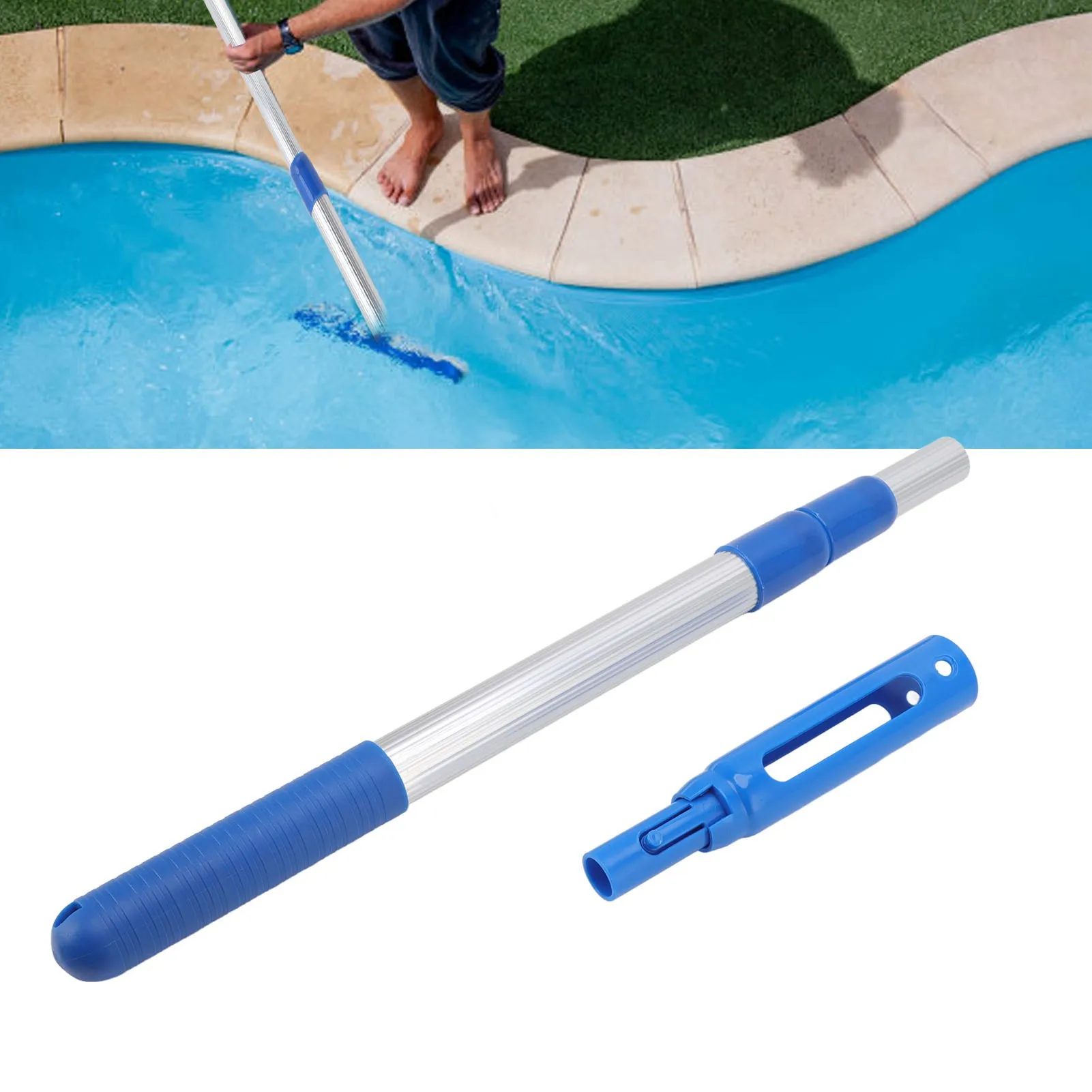 Pool Extension Pole Swimming Pool Pole 3 Section Telescopic Pole Aluminum Detachable Swimming Pool Cleaning Accessories