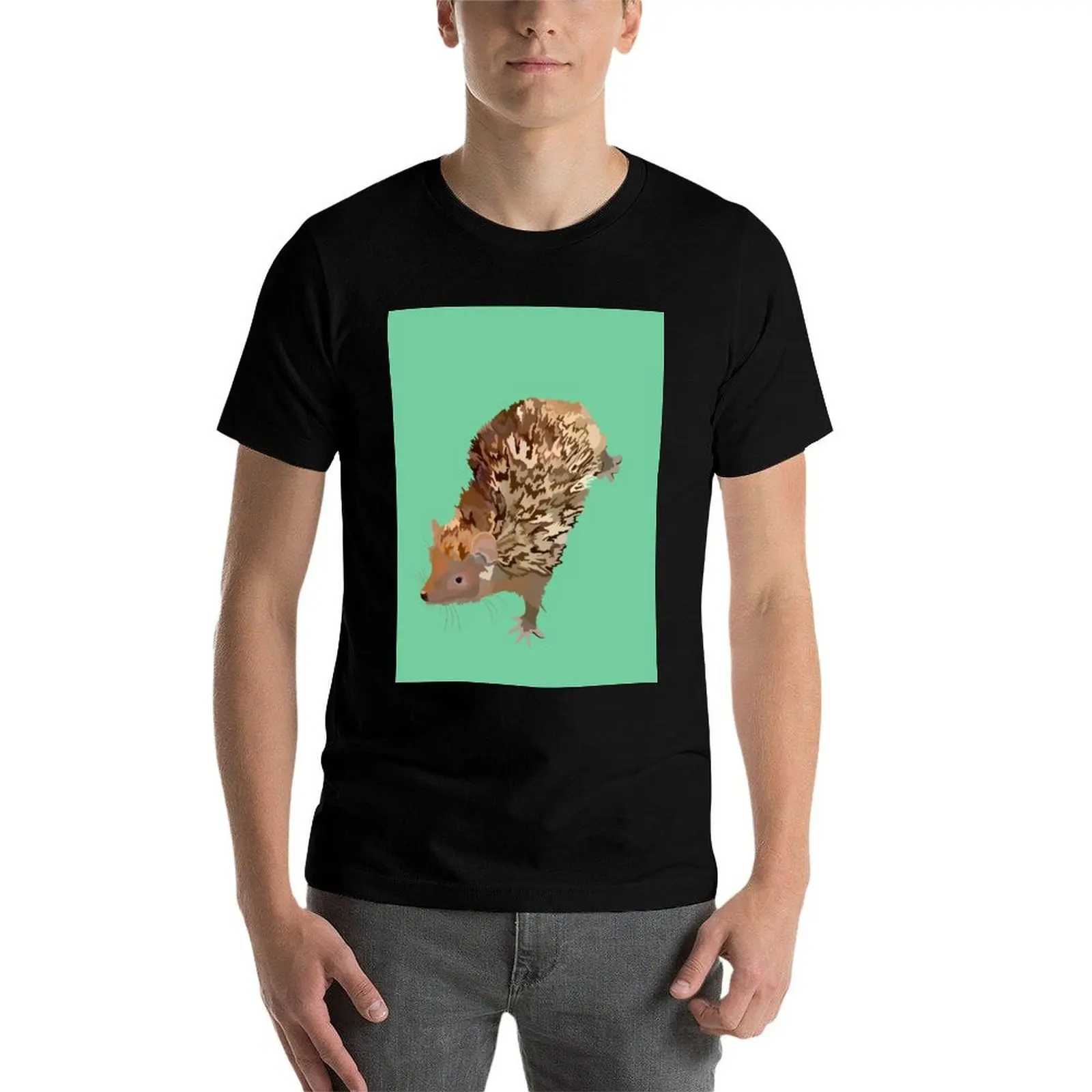 L is voor Lesser Tenrec T-shirt leuke kleding vintage t-shirts heren grote en lange t-shirts