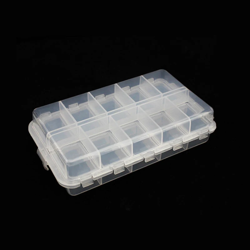 WEIHE mini Fishing Tackle Box Red 10 Compartments for Small Clear Plastic Waterproof Hooks Lures Baits Fishing Accessories