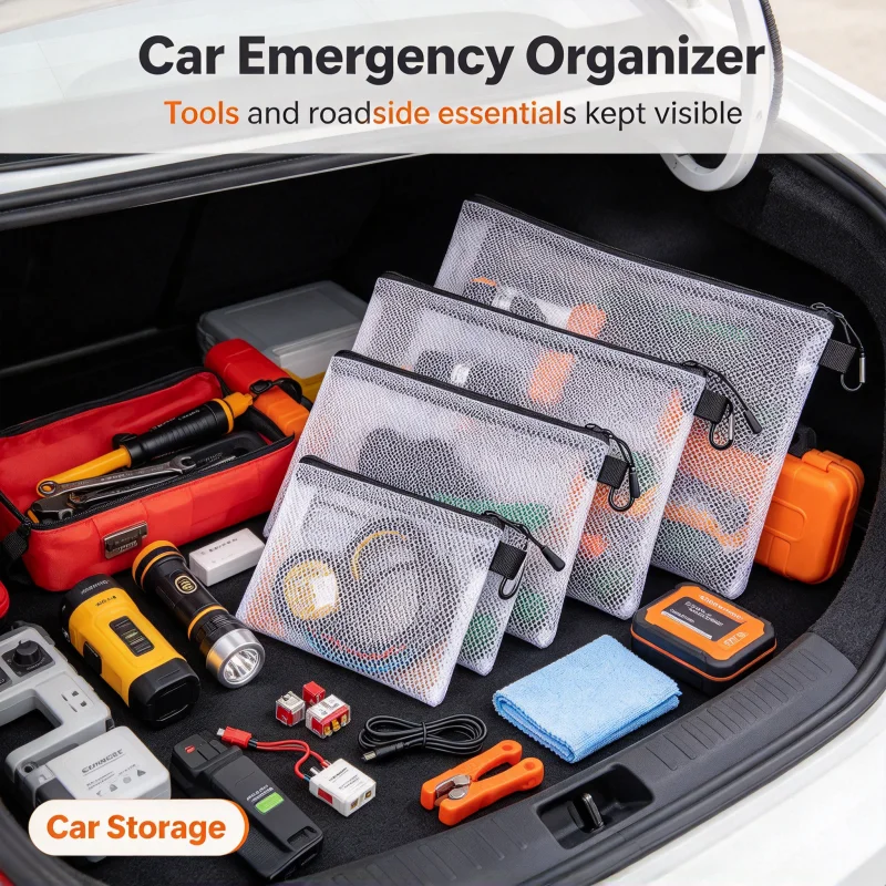 4-Piece Set PVC Waterproof Tool Bag With Heavy Duty Hook Zipper Tool Organizer Pouch Multipurpose Storage Bag For Electrician Woodworking Car Repair Great Gift For Dad 4 Sizes Available(Black)